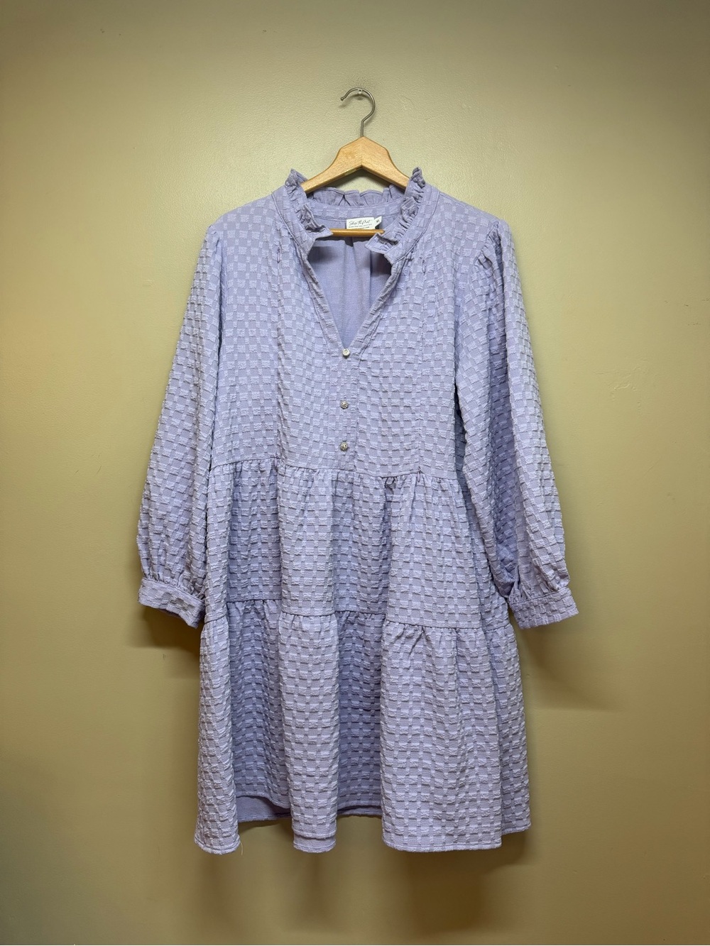 Shop The Mint Nursing Dress XL Purple Lilac Zipper 2 Way Tiered Textured